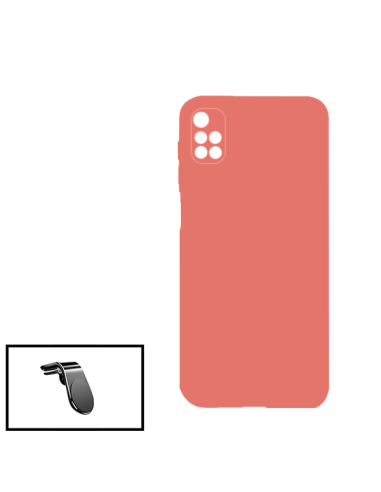 Kit Suporte Magnético L Safe Driving Carro + Capa Silicone Líquido para Xiaomi Redmi Note 11 4G - Rosa