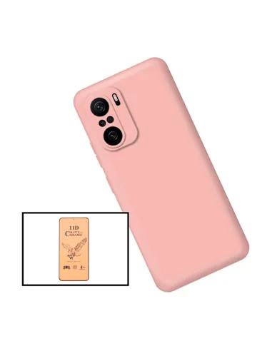 Kit Película CeramicGlass + Capa Silicone Líquido para Xiaomi Redmi Note 10s - Rosa