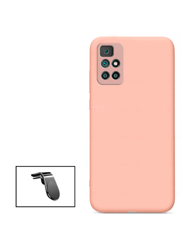 Kit Suporte Magnético L Safe Driving Carro + Capa Silicone Líquido para Xiaomi Redmi Note 11S 5G - Rosa