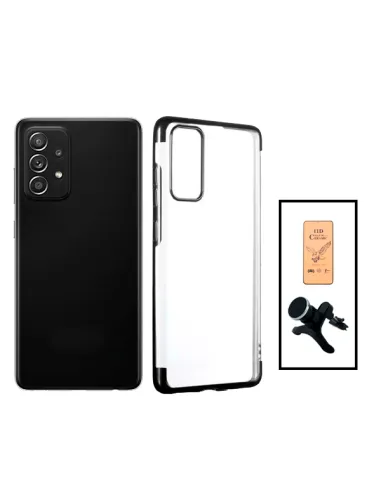 Kit Película CeramicGlass + Capa SlimArmor + Suporte Magnético Reforçado para Samsung Galaxy A52 5G - Preto