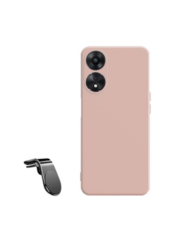 Kit Suporte Magnético L Safe Driving Carro + Capa Silicone Líquido Phonecare para Oppo A58 4G - Rosa