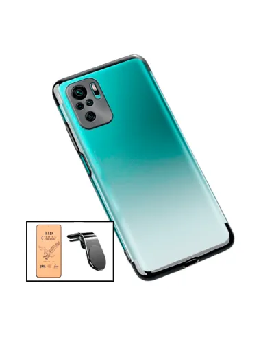 Kit Película CeramicGlass + Capa SlimArmor + Suporte Magnético L para Xiaomi Redmi Note 10 - Preto