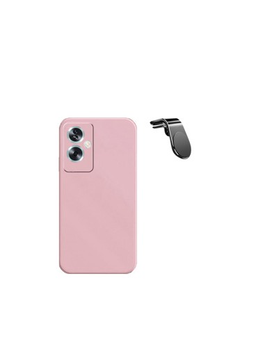 Kit Suporte Magnético L Safe Driving Carro + Capa Silicone Líquido Phonecare para Oppo A79 5G - Rosa