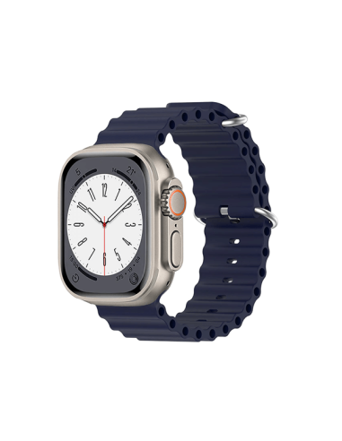 Bracelete Silicone Ocean Waves para Apple Watch Series 8 - 45mm - Azul Escuro