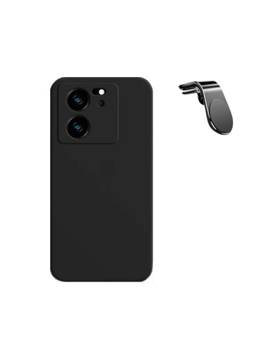 Kit Suporte Magnético L Safe Driving Carro + Capa Silicone Líquido Phonecare para Xiaomi 13T - Preto