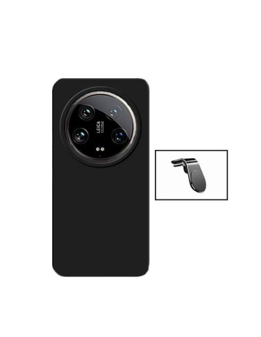 Kit Suporte Magnético L Safe Driving Carro + Capa Silicone Líquido Phonecare para Xiaomi 14 Ultra - Preto