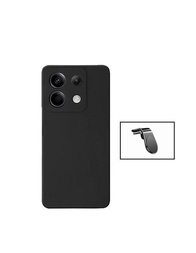 Kit Suporte Magnético L Safe Driving Carro + Capa Silicone Líquido Phonecare para Xiaomi Poco X6 5G - Preto