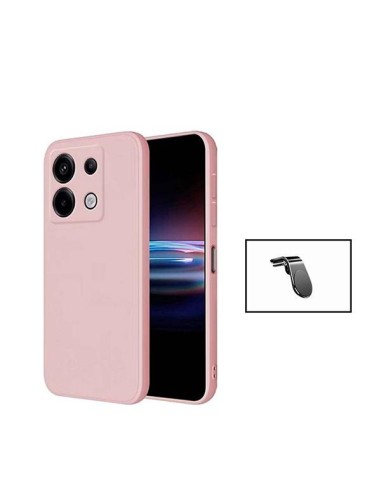 Kit Suporte Magnético L Safe Driving Carro + Capa Silicone Líquido Phonecare para Xiaomi Poco X6 5G - Rosa