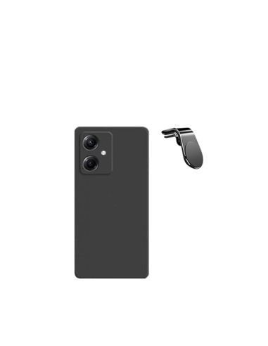 Kit Suporte Magnético L Safe Driving Carro + Capa Silicone Líquido Phonecare para Xiaomi Redmi 13C 5G - Preto