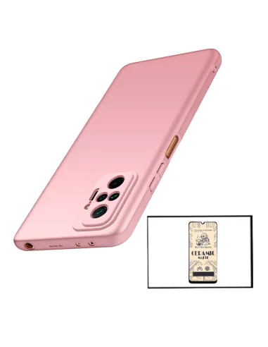 Kit Película CeramicGlass + Capa SlimShield para Xiaomi Redmi Note 10 Pro Rosa