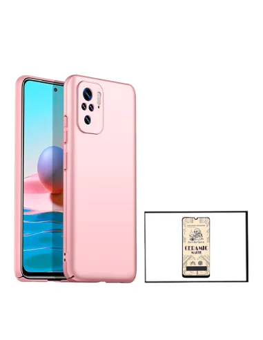 Kit Película CeramicGlass + Capa SlimShield para Xiaomi Redmi Note 10 Rosa