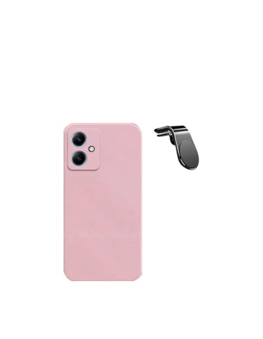 Kit Suporte Magnético L Safe Driving Carro + Capa Silicone Líquido Phonecare para Xiaomi Redmi 13C 5G - Rosa