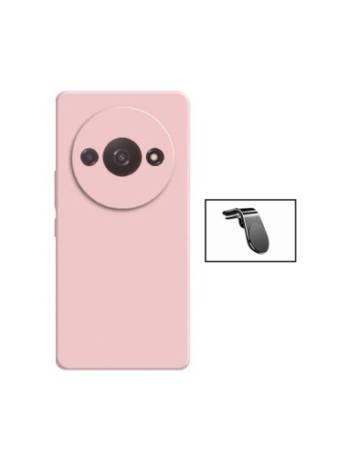 Kit Suporte Magnético L Safe Driving Carro + Capa Silicone Líquido Phonecare para Xiaomi Redmi A3 - Rosa