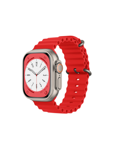 Bracelete Silicone Ocean Waves para Apple Watch Series 8 - 45mm - Vermelho