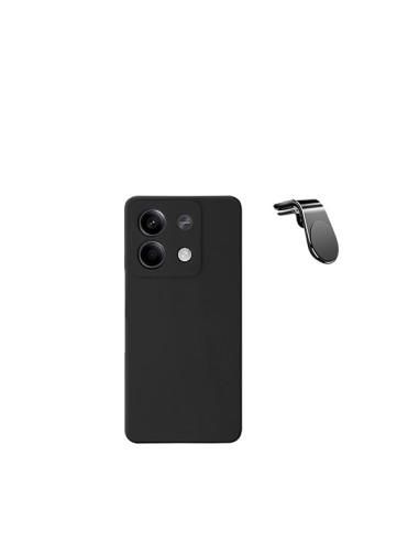 Kit Suporte Magnético L Safe Driving Carro + Capa Silicone Líquido Phonecare para Xiaomi Redmi Note 13 - Preto