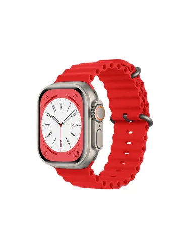 Bracelete Silicone Ocean Waves para Apple Watch Series 7 - 45mm - Vermelho