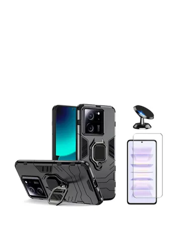 Kit Vidro Temperado ClearGlass + Capa Military + Suporte Magnético para Xiaomi 13T - Preto