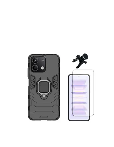 Kit Vidro Temperado ClearGlass + Capa Military + Suporte Magnético Reforçado  para Xiaomi Redmi Note 13 Pro - Preto