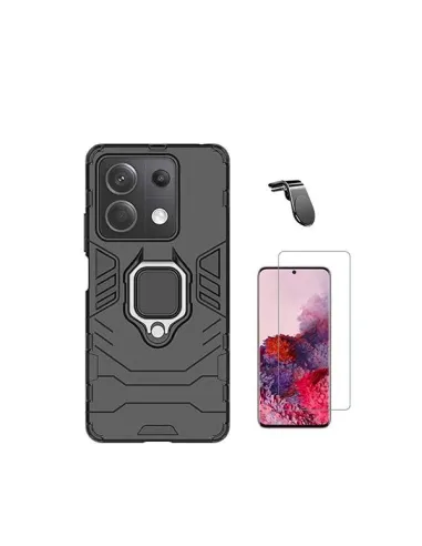 Kit Vidro Temperado ClearGlass + Capa Military + Suporte Magnético L  para Xiaomi Poco X6 5G - Preto