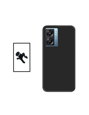 Kit Suporte Magnético Reforçado de Carro + Capa Silicone Líquido para onePlus A57 - Preto