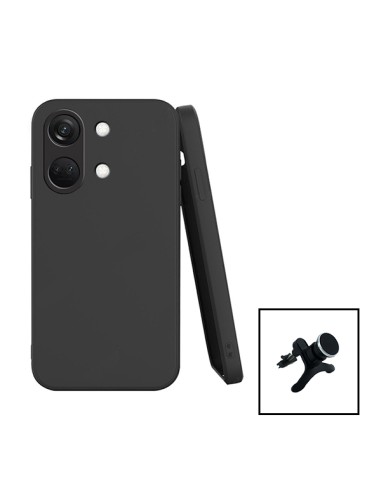 Kit Suporte Magnético Reforçado de Carro + Capa Silicone Líquido para onePlus Ace 2V - Preto