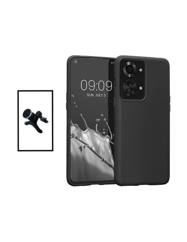 Kit Suporte Magnético Reforçado de Carro + Capa Silicone Líquido para onePlus Nord 2T - Preto