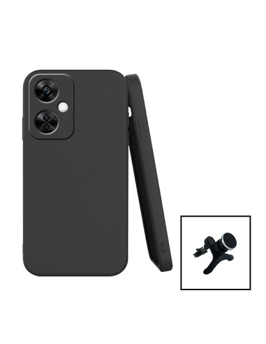 Kit Suporte Magnético Reforçado de Carro + Capa Silicone Líquido para onePlus Nord CE 3 Lite - Preto