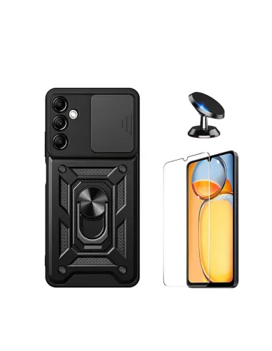 Kit Vidro Temperado ClearGlass + Capa Magnetic Slide Window + Suporte Magnético para Samsung Galaxy A15 5G - Preto