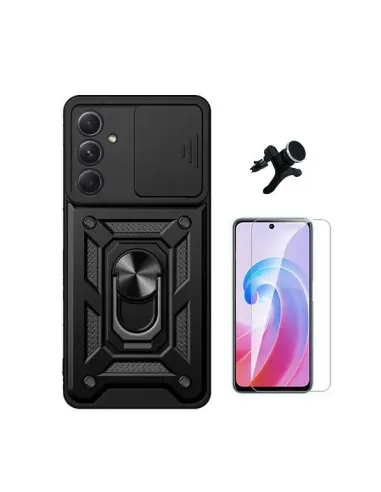 Kit Vidro Temperado ClearGlass + Capa Magnetic Slide Window + Suporte Magnético Reforçado  para Samsung Galaxy A35 5G - Preto