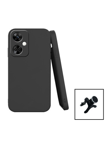 Kit Suporte Magnético Reforçado de Carro + Capa Silicone Líquido para Oppo K11 - Preto