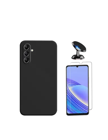 Kit Vidro Temperado ClearGlass + Capa Silicone Líquido + Suporte Magnético para Samsung Galaxy A15 - Preto