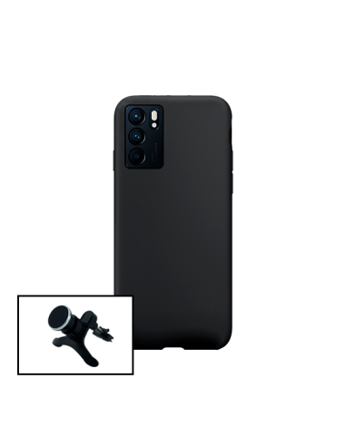 Kit Suporte Magnético Reforçado de Carro + Capa Silicone Líquido para Oppo Reno6 5G