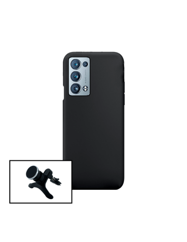 Kit Suporte Magnético Reforçado de Carro + Capa Silicone Líquido para Oppo Reno6 Pro+ 5G