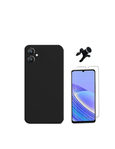 Kit Vidro Temperado ClearGlass + Capa Silicone Líquido + Suporte Magnético Reforçado  para Samsung Galaxy A05 - Preto