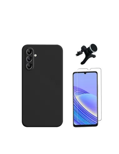 Kit Vidro Temperado ClearGlass + Capa Silicone Líquido + Suporte Magnético Reforçado  para Samsung Galaxy A05s - Preto