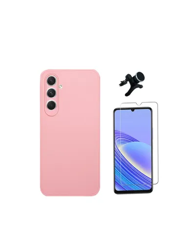 Kit Vidro Temperado ClearGlass + Capa Silicone Líquido + Suporte Magnético Reforçado  para Samsung Galaxy A05s - Rosa