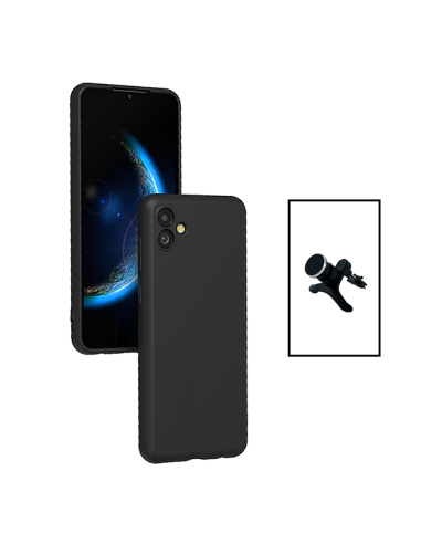 Kit Suporte Magnético Reforçado de Carro + Capa Silicone Líquido para Samsung Galaxy A04e - Preto