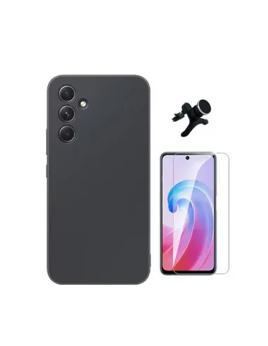 Kit Vidro Temperado ClearGlass + Capa Silicone Líquido + Suporte Magnético Reforçado  para Samsung Galaxy A55 5G - Preto