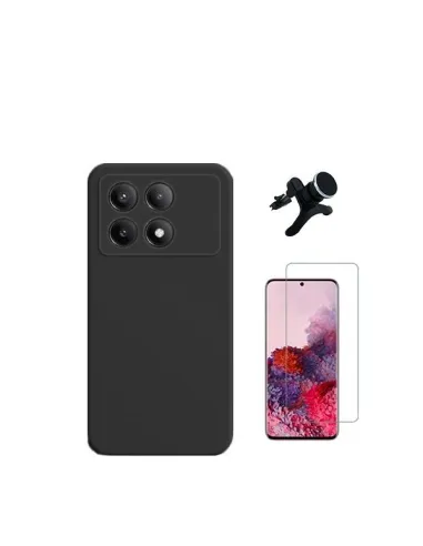 Kit Vidro Temperado ClearGlass + Capa Silicone Líquido + Suporte Magnético Reforçado  para Xiaomi Poco X6 Pro 5G - Preto