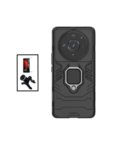 Kit Vidro Temperado Curved + Capa Military + Suporte Magnético Reforçado para Xiaomi 12S Ultra - Preto