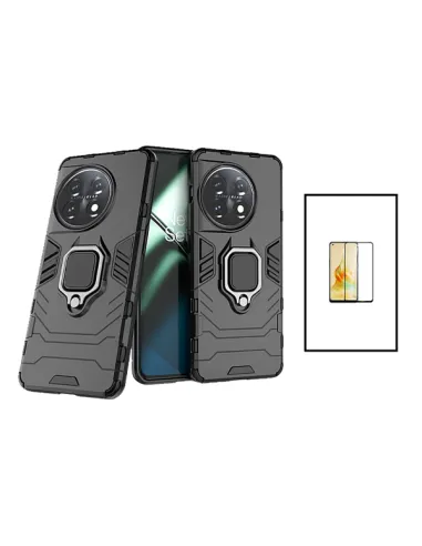 Kit Vidro Temperado Curved + Capa Military para OnePlus 11 - Preto