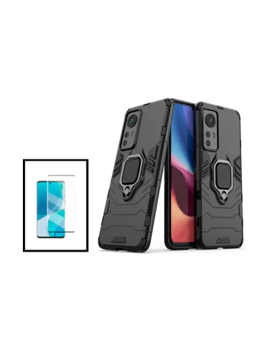 Kit Vidro Temperado Curved + Capa Military para Xiaomi 12 - Preto