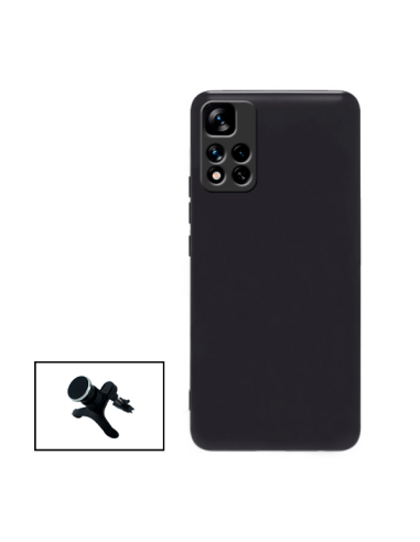 Kit Suporte Magnético Reforçado de Carro + Capa Silicone Líquido para Xiaomi Redmi Note 11 Pro