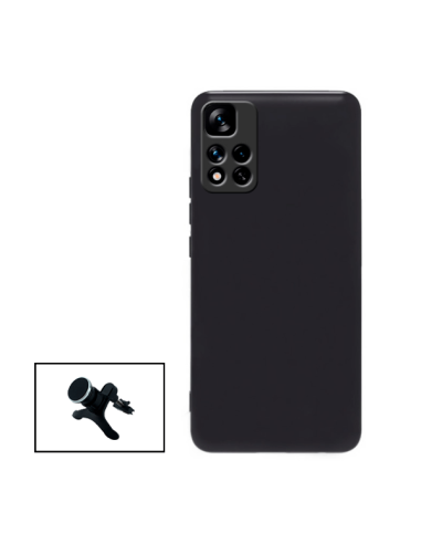 Kit Suporte Magnético Reforçado de Carro + Capa Silicone Líquido para Xiaomi Redmi Note 11 Pro 5G