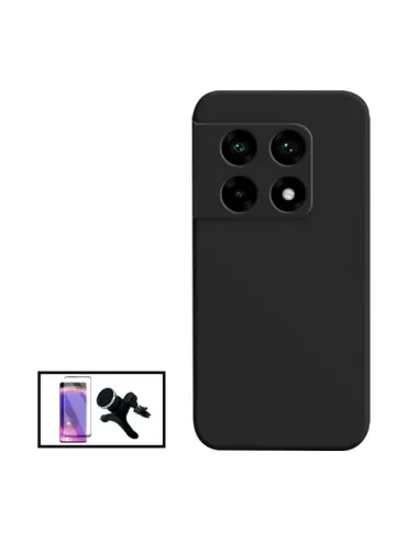 Kit Vidro Temperado Curved + Capa Silicone Líquido + Suporte Magnético Reforçado para OnePlus 10 Pro - Preto