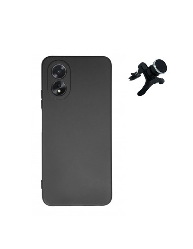 Kit Suporte Magnético Reforçado de Carro + Capa Silicone Líquido Phonecare para Oppo A38 4G - Preto