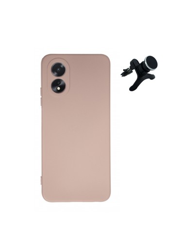 Kit Suporte Magnético Reforçado de Carro + Capa Silicone Líquido Phonecare para Oppo A38 4G - Rosa