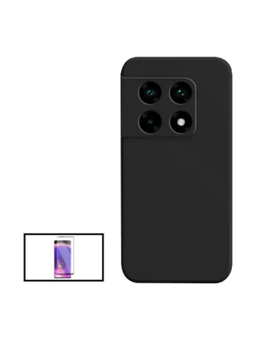 Kit Vidro Temperado Curved + Capa Silicone Líquido para OnePlus 10 Pro - Preto