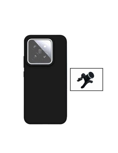 Kit Suporte Magnético Reforçado de Carro + Capa Silicone Líquido Phonecare para Xiaomi 14 - Preto