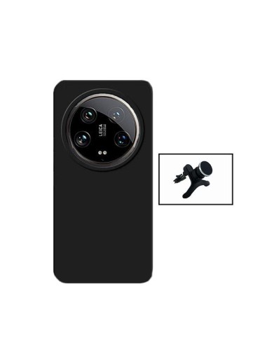 Kit Suporte Magnético Reforçado de Carro + Capa Silicone Líquido Phonecare para Xiaomi 14 Ultra - Preto